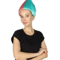 HPO Women's Womens Pink & Blue Two-tone Troll Wig | Premium Breathable Capless Cap 20 HPO Women's Womens Pink & Blue Two-tone Troll Wig | Premium Breathable Capless Cap