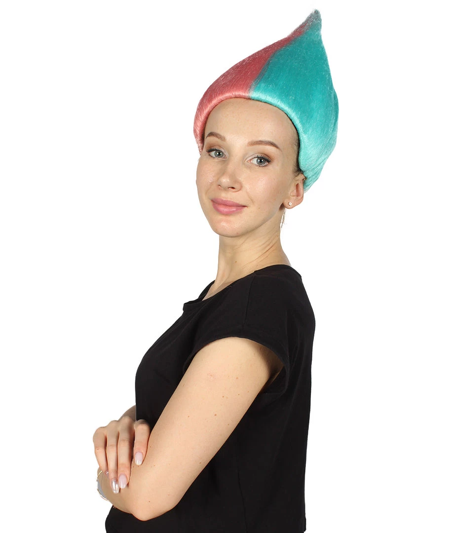 HPO Women's Womens Pink & Blue Two-tone Troll Wig | Premium Breathable Capless Cap 8 HPO Women's Womens Pink & Blue Two-tone Troll Wig | Premium Breathable Capless Cap