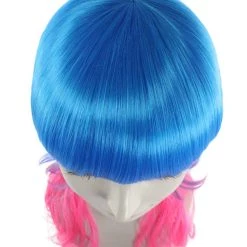 HPO Women's Long Curly Party Blue & Pink Womens Wig | Stage Event Party Ready Colorful Wig | Premium Breathable Capless Cap 15 HPO Women's Long Curly Party Blue & Pink Womens Wig | Stage Event Party Ready Colorful Wig | Premium Breathable Capless Cap