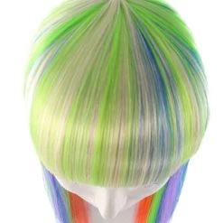 HPO Women's Womens Rainbow Bob Wig | Party Ready Fancy Cosplay Halloween Wig | Premium Breathable Capless Cap 15 HPO Women's Womens Rainbow Bob Wig | Party Ready Fancy Cosplay Halloween Wig | Premium Breathable Capless Cap