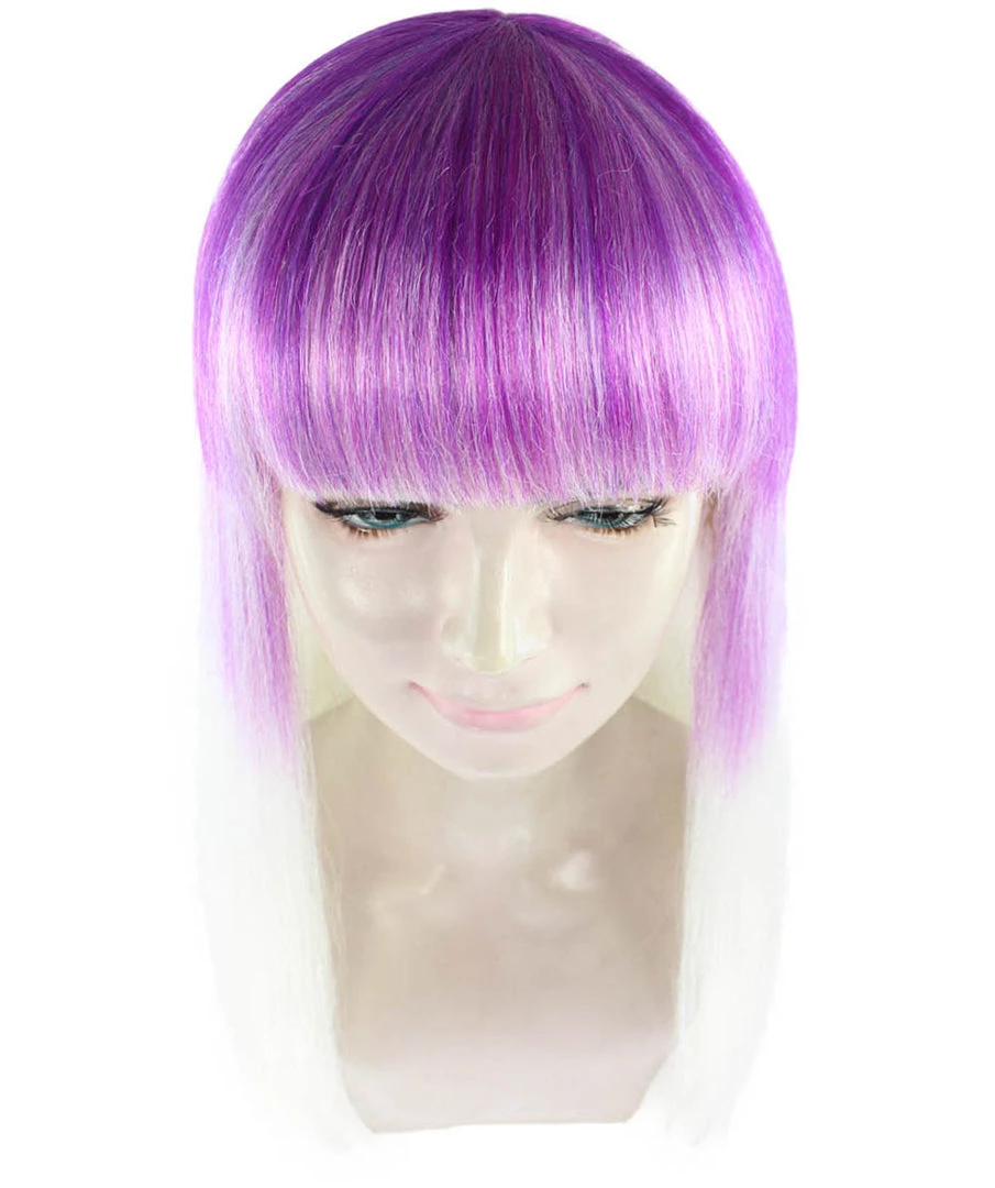 HPO Women's Womens Purple And White 2 Tone Long Bob Wig | Party Ready Fancy Cosplay Halloween Wig | Premium Breathable Capless Cap 7 HPO Women's Womens Purple And White 2 Tone Long Bob Wig | Party Ready Fancy Cosplay Halloween Wig | Premium Breathable Capless Cap