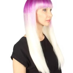 HPO Women's Womens Purple And White 2 Tone Long Bob Wig | Party Ready Fancy Cosplay Halloween Wig | Premium Breathable Capless Cap 14 HPO Women's Womens Purple And White 2 Tone Long Bob Wig | Party Ready Fancy Cosplay Halloween Wig | Premium Breathable Capless Cap
