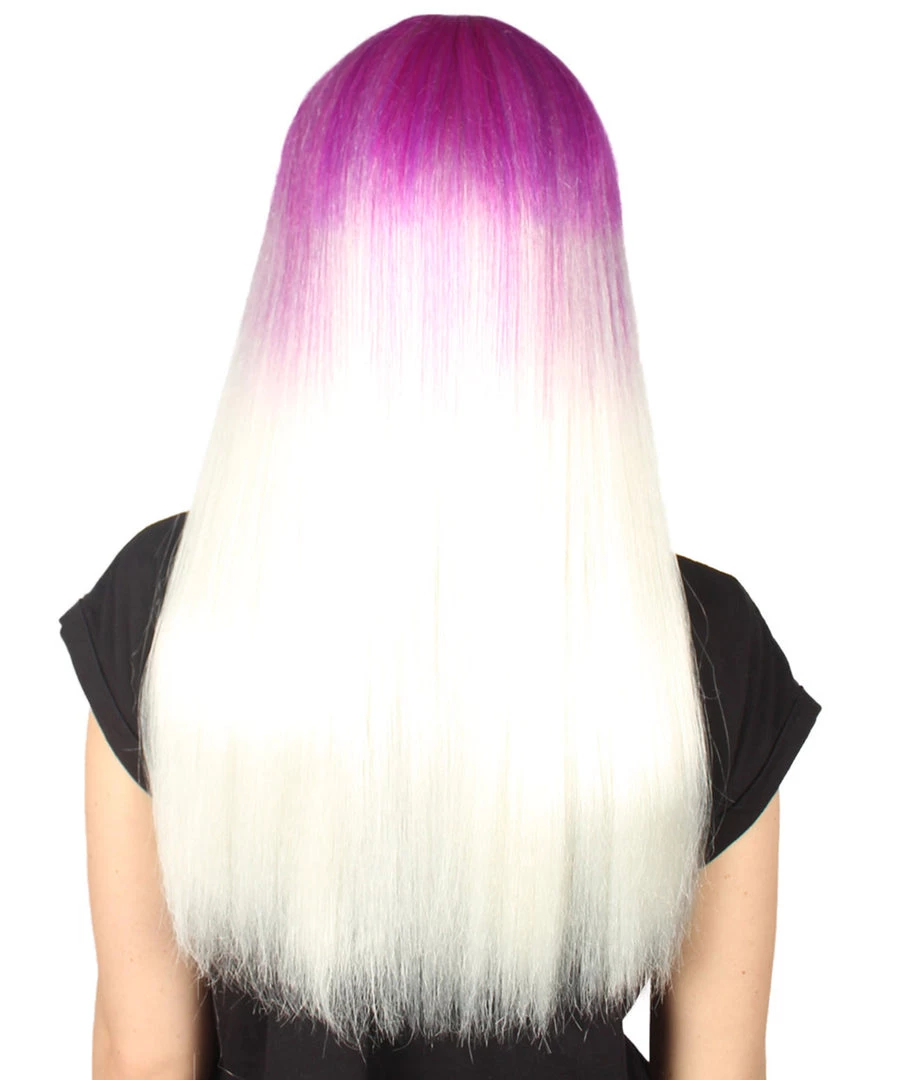 HPO Women's Womens Purple And White 2 Tone Long Bob Wig | Party Ready Fancy Cosplay Halloween Wig | Premium Breathable Capless Cap 4 HPO Women's Womens Purple And White 2 Tone Long Bob Wig | Party Ready Fancy Cosplay Halloween Wig | Premium Breathable Capless Cap