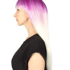 HPO Women's Womens Purple And White 2 Tone Long Bob Wig | Party Ready Fancy Cosplay Halloween Wig | Premium Breathable Capless Cap 11 HPO Women's Womens Purple And White 2 Tone Long Bob Wig | Party Ready Fancy Cosplay Halloween Wig | Premium Breathable Capless Cap
