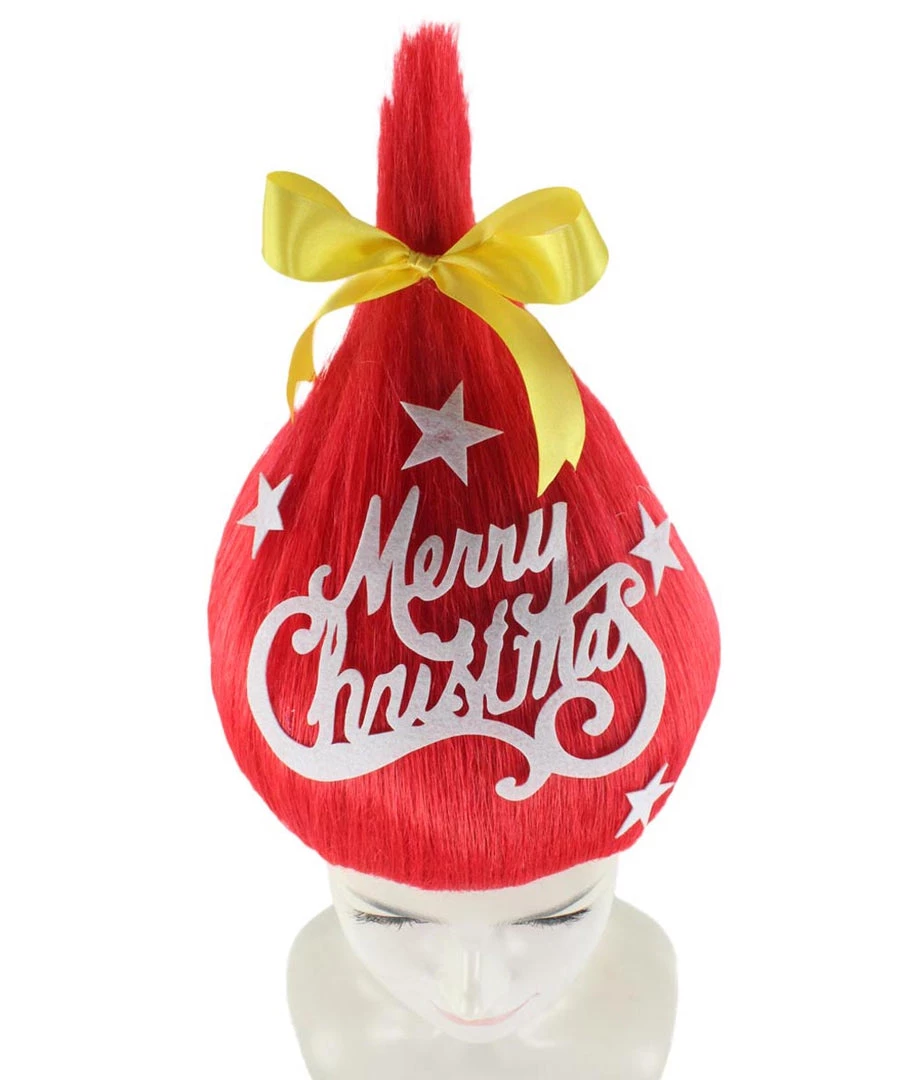 HPO Red Christmas Tree Unisex Wig | Merry Christmas Celebration Wig | Premium Breathable Capless Cap 7 HPO Red Christmas Tree Unisex Wig | Merry Christmas Celebration Wig | Premium Breathable Capless Cap