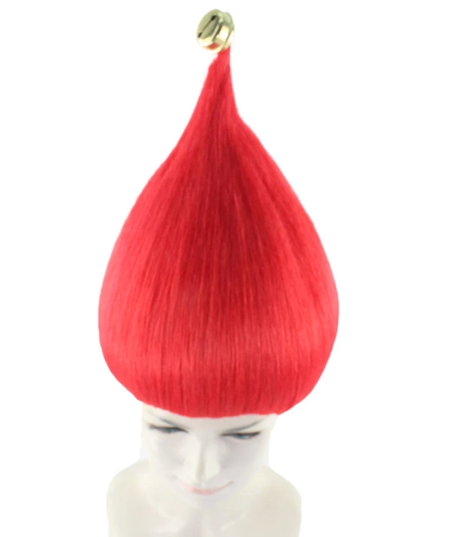 HPO Women's Bright Red Elf Wig W/ Bell | Christmas Wigs | Premium Breathable Capless Cap 7 HPO Women's Bright Red Elf Wig W/ Bell | Christmas Wigs | Premium Breathable Capless Cap