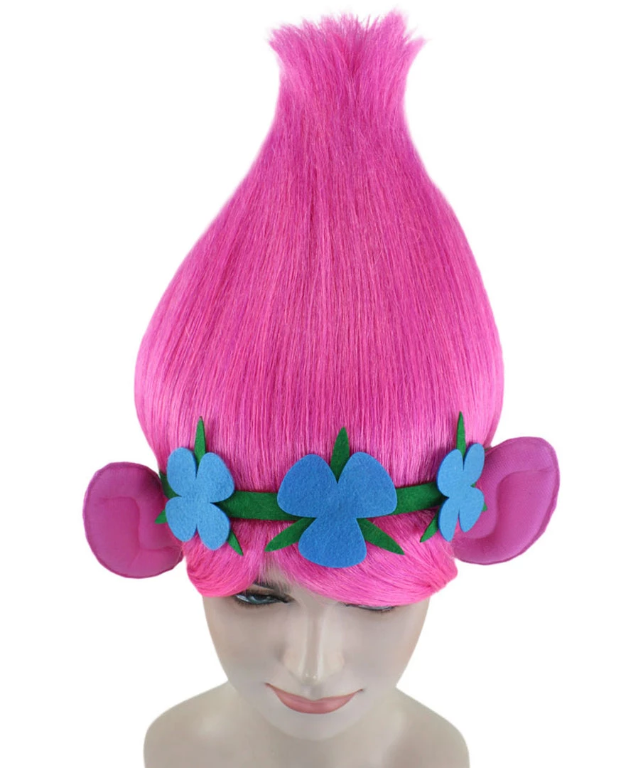 BC Women's Poppy Trolls With Ears Wig | Pink Cosplay Halloween Wig | Premium Breathable Capless Cap 6 BC Women's Poppy Trolls With Ears Wig | Pink Cosplay Halloween Wig | Premium Breathable Capless Cap