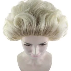 HPO Fancy Blonde Curly Womens Wig | All Back Halloween Wig | Premium Breathable Capless Cap Women's 15 HPO Fancy Blonde Curly Womens Wig | All Back Halloween Wig | Premium Breathable Capless Cap Women's