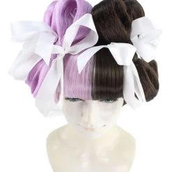 HPO Singer Womens Wig | Purple Black Celebrity Wig With Bow | Premium Breathable Capless Cap 15 HPO Singer Womens Wig | Purple Black Celebrity Wig With Bow | Premium Breathable Capless Cap