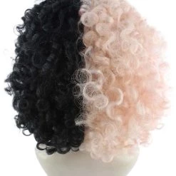 HPO Women's Singer Womens Afro Style Wig | Half Blonde Half Black Wig | Premium Breathable Capless Cap