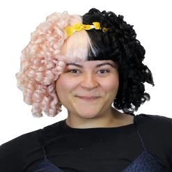 HPO Women's Singer Womens Afro Style Wig | Half Blonde Half Black Wig | Premium Breathable Capless Cap