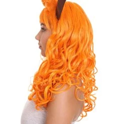 HPO Lovely Orange Fox Wig | Animal Fancy Party Event Ready Halloween Wig | Premium Breathable Capless Cap Women's