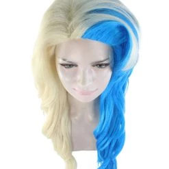 HPO Half Blonde And Half Blue Wig | Fancy Party Event Ready Halloween Wig | Premium Breathable Capless Cap 17 HPO Half Blonde And Half Blue Wig | Fancy Party Event Ready Halloween Wig | Premium Breathable Capless Cap