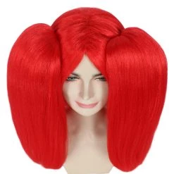 HPO Women's Womens Clown Girl Ponytail Red Wig | Super Jumbo Character Cosplay Halloween Wig | Premium Breathable Capless Cap