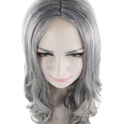 HPO Womens Medium Wavy Wigs | Gray Cosplay Wigs | Premium Breathable Capless Cap Women's 15 HPO Womens Medium Wavy Wigs | Gray Cosplay Wigs | Premium Breathable Capless Cap Women's