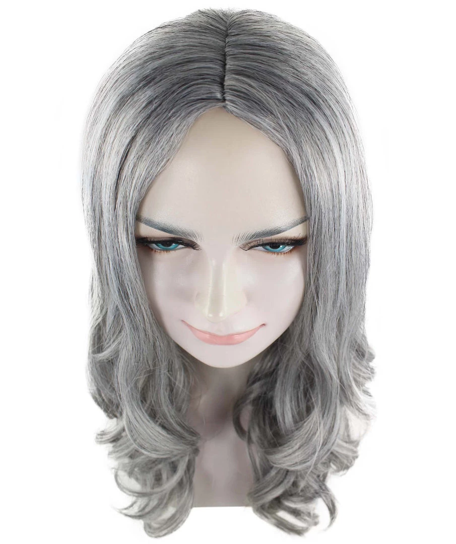 HPO Womens Medium Wavy Wigs | Gray Cosplay Wigs | Premium Breathable Capless Cap Women's 7 HPO Womens Medium Wavy Wigs | Gray Cosplay Wigs | Premium Breathable Capless Cap Women's