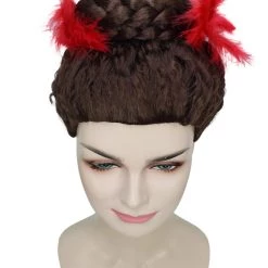 HPO Women Curly Top Bun With Red Lace Wig Dark Brown | Premium Breathable Capless Cap 16 HPO Women Curly Top Bun With Red Lace Wig Dark Brown | Premium Breathable Capless Cap