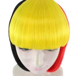 FLAGWIGS Women Patriotic Belgium Flag Bob Wig | Premium Breathable Capless Cap Women's