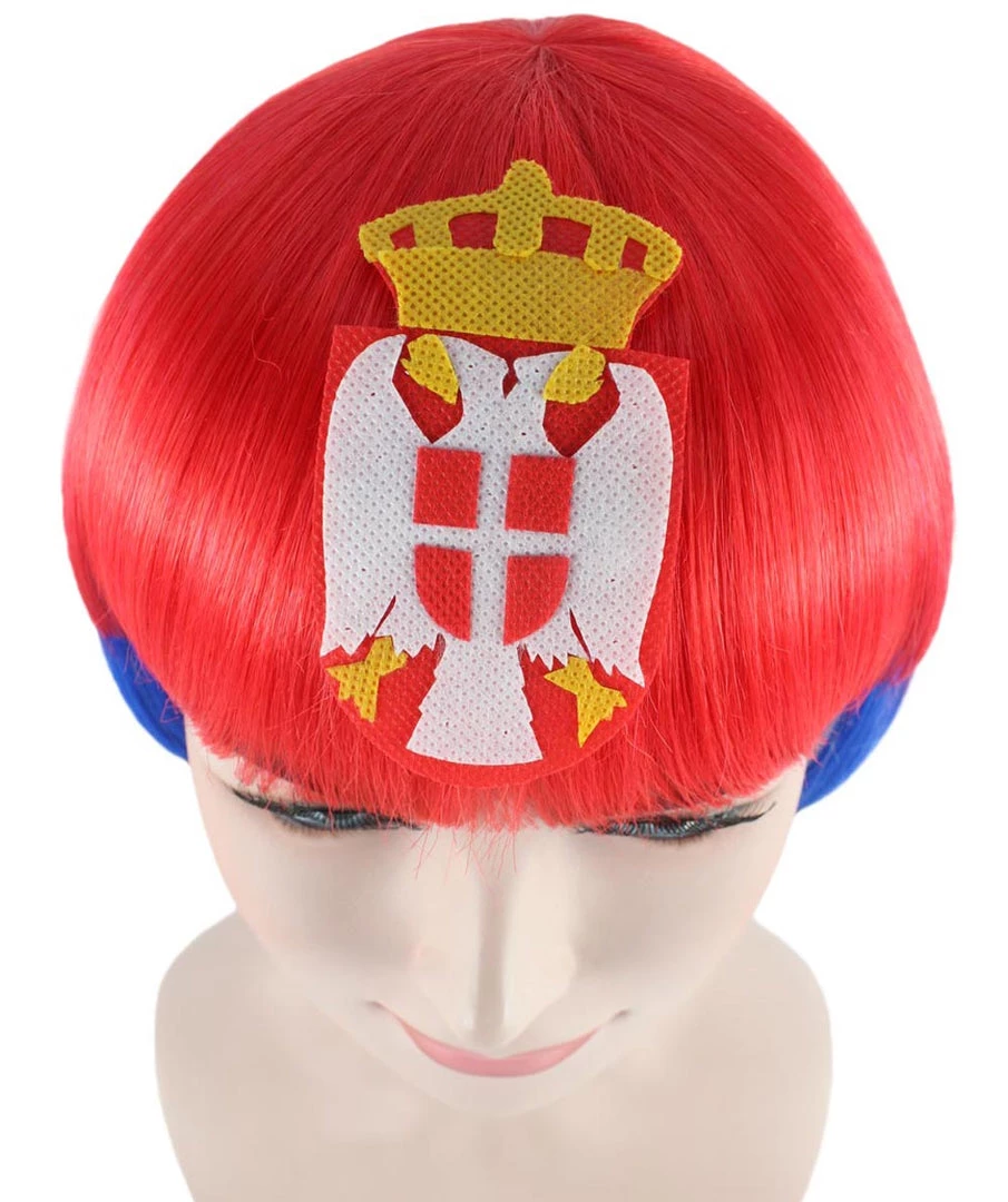 FLAGWIGS Russia Flag Sport Party Bob Wigs | National Pride Red Blue White Wigs | Premium Breathable Capless Cap Women's 7 FLAGWIGS Russia Flag Sport Party Bob Wigs | National Pride Red Blue White Wigs | Premium Breathable Capless Cap Women's