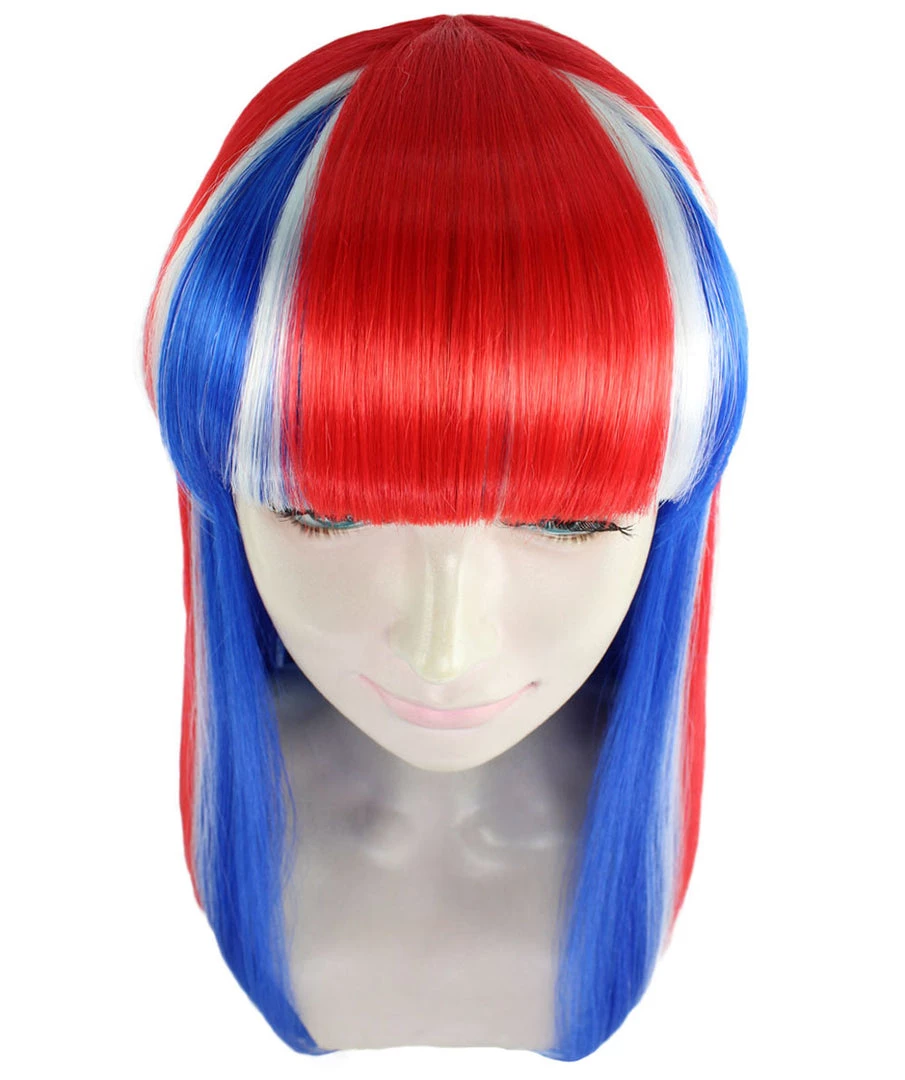 FLAGWIGS Women's Costa Rica Flag Sport Party Long Bob Wig | Premium Breathable Capless Cap 7 FLAGWIGS Women's Costa Rica Flag Sport Party Long Bob Wig | Premium Breathable Capless Cap