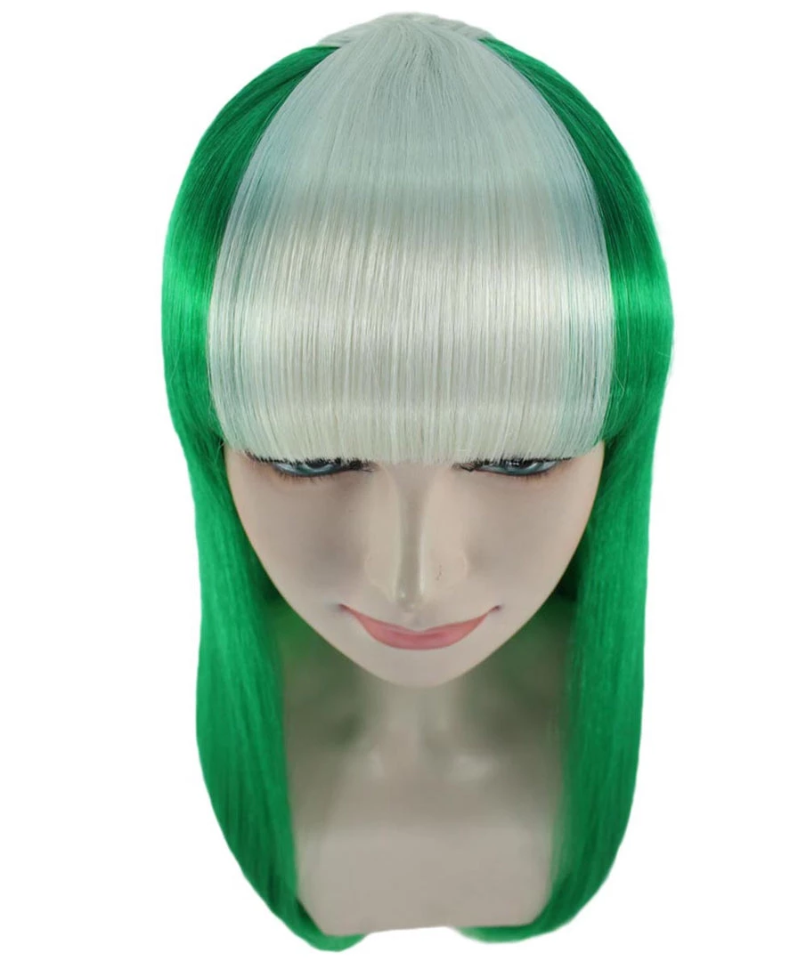 FLAGWIGS Nigeria Flag Sport Party Long Bob Wig | National Pride White Green Long Wig | Premium Breathable Capless Cap Women's 7 FLAGWIGS Nigeria Flag Sport Party Long Bob Wig | National Pride White Green Long Wig | Premium Breathable Capless Cap Women's