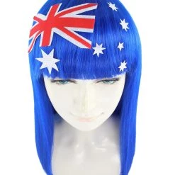 FLAGWIGS Australian Flag Sport Party Long Bob Wig | Premium Breathable Capless Cap Women's 15 FLAGWIGS Australian Flag Sport Party Long Bob Wig | Premium Breathable Capless Cap Women's