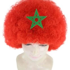 FLAGWIGS Women's Morocco Flag Sport Afro Halloween Wig