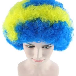 FLAGWIGS Sweden Flag Sport Afro Halloween Wig