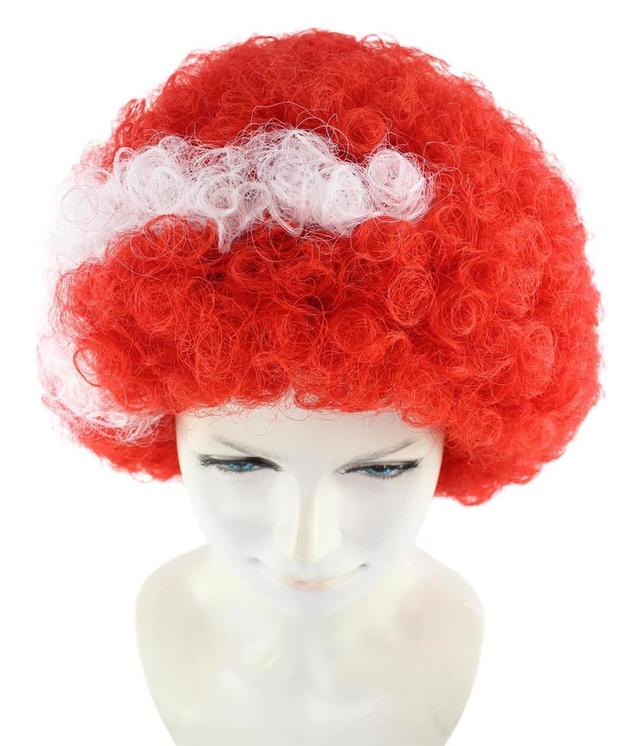 FLAGWIGS Denmark Flag Sport Afro Wig | National Pride Red Halloween Wig 8 FLAGWIGS Denmark Flag Sport Afro Wig | National Pride Red Halloween Wig