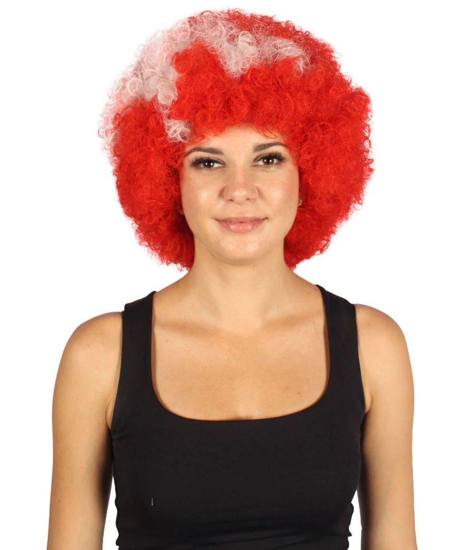 FLAGWIGS Denmark Flag Sport Afro Wig | National Pride Red Halloween Wig 2 FLAGWIGS Denmark Flag Sport Afro Wig | National Pride Red Halloween Wig