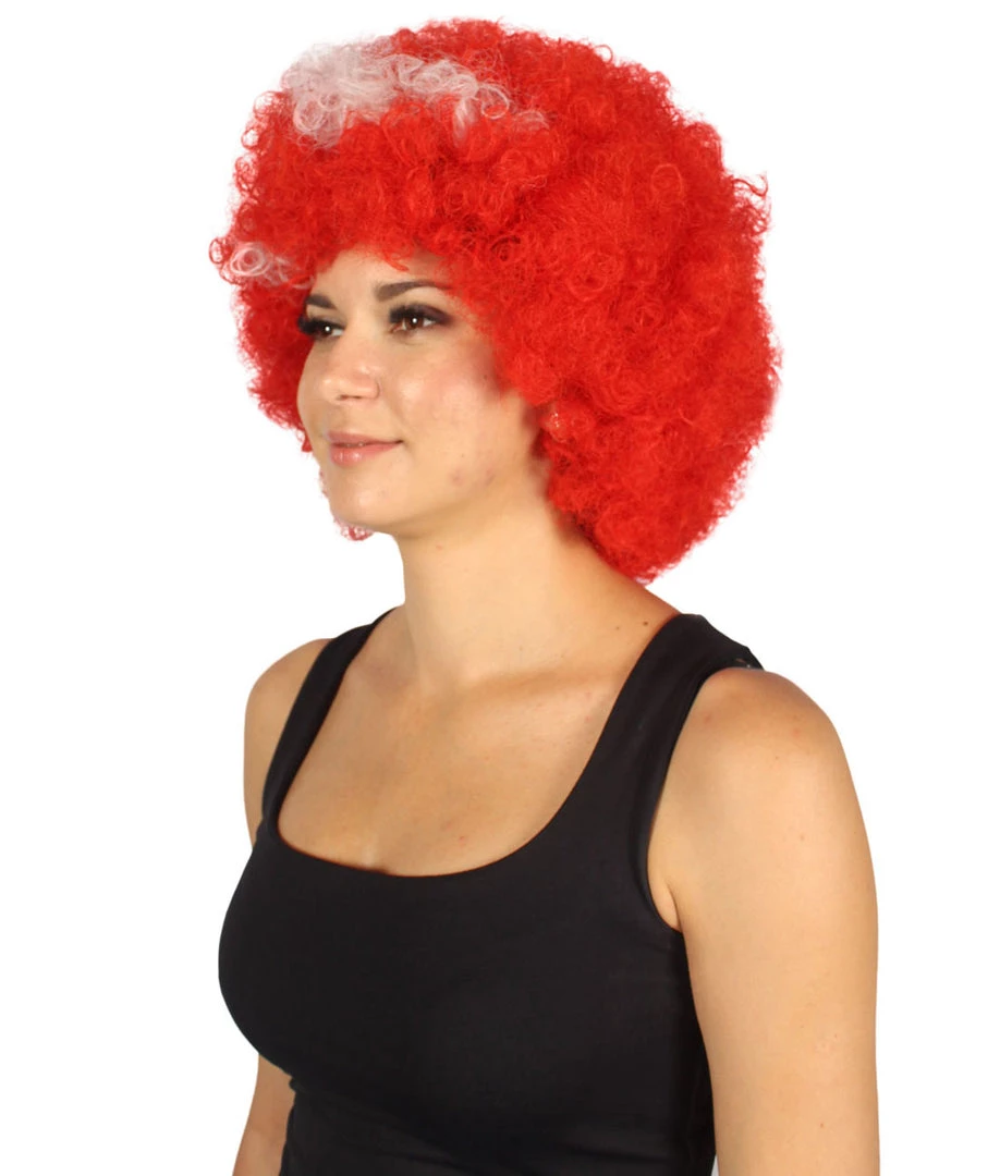 FLAGWIGS Denmark Flag Sport Afro Wig | National Pride Red Halloween Wig 3 FLAGWIGS Denmark Flag Sport Afro Wig | National Pride Red Halloween Wig