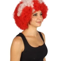 FLAGWIGS Denmark Flag Sport Afro Wig | National Pride Red Halloween Wig 16 FLAGWIGS Denmark Flag Sport Afro Wig | National Pride Red Halloween Wig