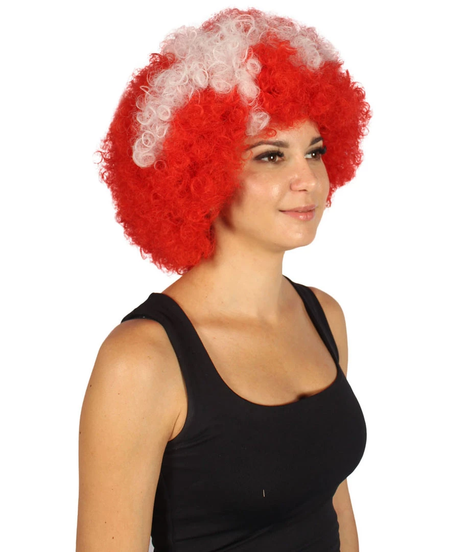 FLAGWIGS Denmark Flag Sport Afro Wig | National Pride Red Halloween Wig 7 FLAGWIGS Denmark Flag Sport Afro Wig | National Pride Red Halloween Wig