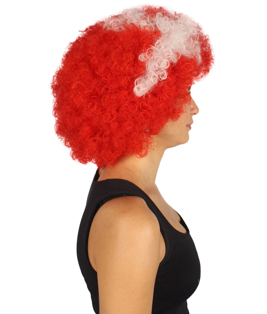 FLAGWIGS Denmark Flag Sport Afro Wig | National Pride Red Halloween Wig 6 FLAGWIGS Denmark Flag Sport Afro Wig | National Pride Red Halloween Wig