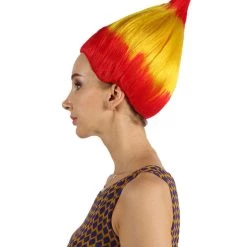 FLAGWIGS Women's Spain Flag Sport Troll Wig | National Pride Red Yellow Wig | Premium Breathable Capless Cap