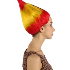 FLAGWIGS Women's Spain Flag Sport Troll Wig | National Pride Red Yellow Wig | Premium Breathable Capless Cap