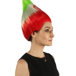 FLAGWIGS Women's Flag Troll Wigs | Iran | National Pride Green Red White Troll Wigs | Premium Breathable Capless Cap