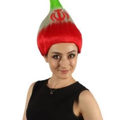 FLAGWIGS Women's Flag Troll Wigs | Iran | National Pride Green Red White Troll Wigs | Premium Breathable Capless Cap