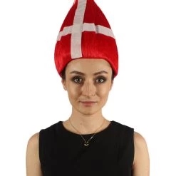 FLAGWIGS Women's Denmark Flag Sports Troll Wig | Premium Breathable Capless Cap