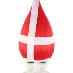 FLAGWIGS Women's Denmark Flag Sports Troll Wig | Premium Breathable Capless Cap