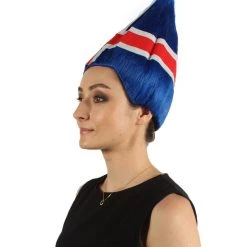 FLAGWIGS Iceland Flag Sport Troll Wig | National Pride Red Blue White Wig | Premium Breathable Capless Cap