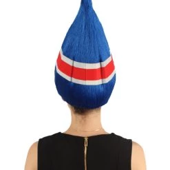FLAGWIGS Iceland Flag Sport Troll Wig | National Pride Red Blue White Wig | Premium Breathable Capless Cap