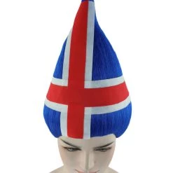 FLAGWIGS Iceland Flag Sport Troll Wig | National Pride Red Blue White Wig | Premium Breathable Capless Cap
