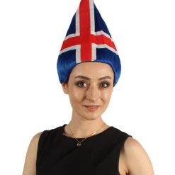 FLAGWIGS Iceland Flag Sport Troll Wig | National Pride Red Blue White Wig | Premium Breathable Capless Cap