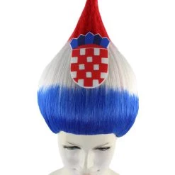 FLAGWIGS Women's Flag Troll Wigs | Croatia | Patriotic Character Cosplay Halloween Wigs | Premium Breathable Capless Cap 15 FLAGWIGS Women's Flag Troll Wigs | Croatia | Patriotic Character Cosplay Halloween Wigs | Premium Breathable Capless Cap