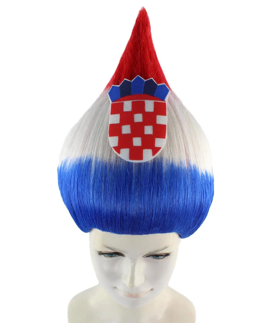 FLAGWIGS Women's Flag Troll Wigs | Croatia | Patriotic Character Cosplay Halloween Wigs | Premium Breathable Capless Cap 7 FLAGWIGS Women's Flag Troll Wigs | Croatia | Patriotic Character Cosplay Halloween Wigs | Premium Breathable Capless Cap