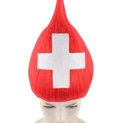 FLAGWIGS Women's Switzerland Flag Sport Troll Wig | Premium Breathable Capless Cap