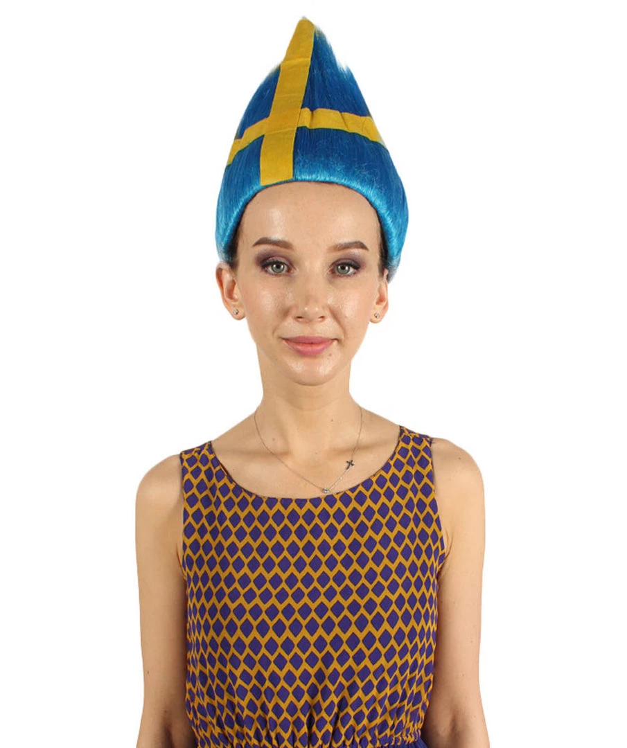FLAGWIGS Sweden Flag Wig | Sport Troll Wig | Premium Breathable Capless Cap Women's 1 FLAGWIGS Sweden Flag Wig | Sport Troll Wig | Premium Breathable Capless Cap Women's