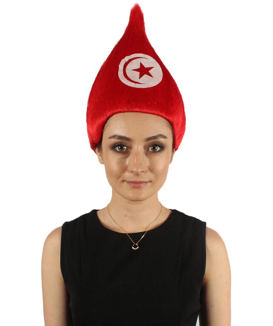 FLAGWIGS Women's Tunisia Flag Sport Troll Wig | Premium Breathable Capless Cap 2 FLAGWIGS Women's Tunisia Flag Sport Troll Wig | Premium Breathable Capless Cap