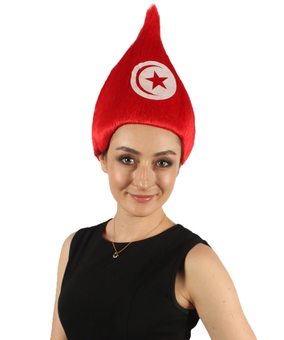 FLAGWIGS Women's Tunisia Flag Sport Troll Wig | Premium Breathable Capless Cap 1 FLAGWIGS Women's Tunisia Flag Sport Troll Wig | Premium Breathable Capless Cap